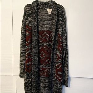 Contempo casuals Gray long sleeve tribal cardigan